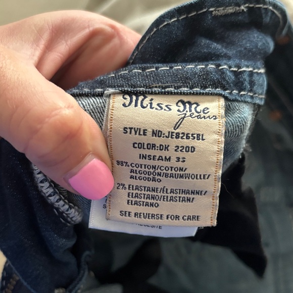 Miss Me Dark Blue Boot Cut Jeans with Embellishments - Picture 3 of 5